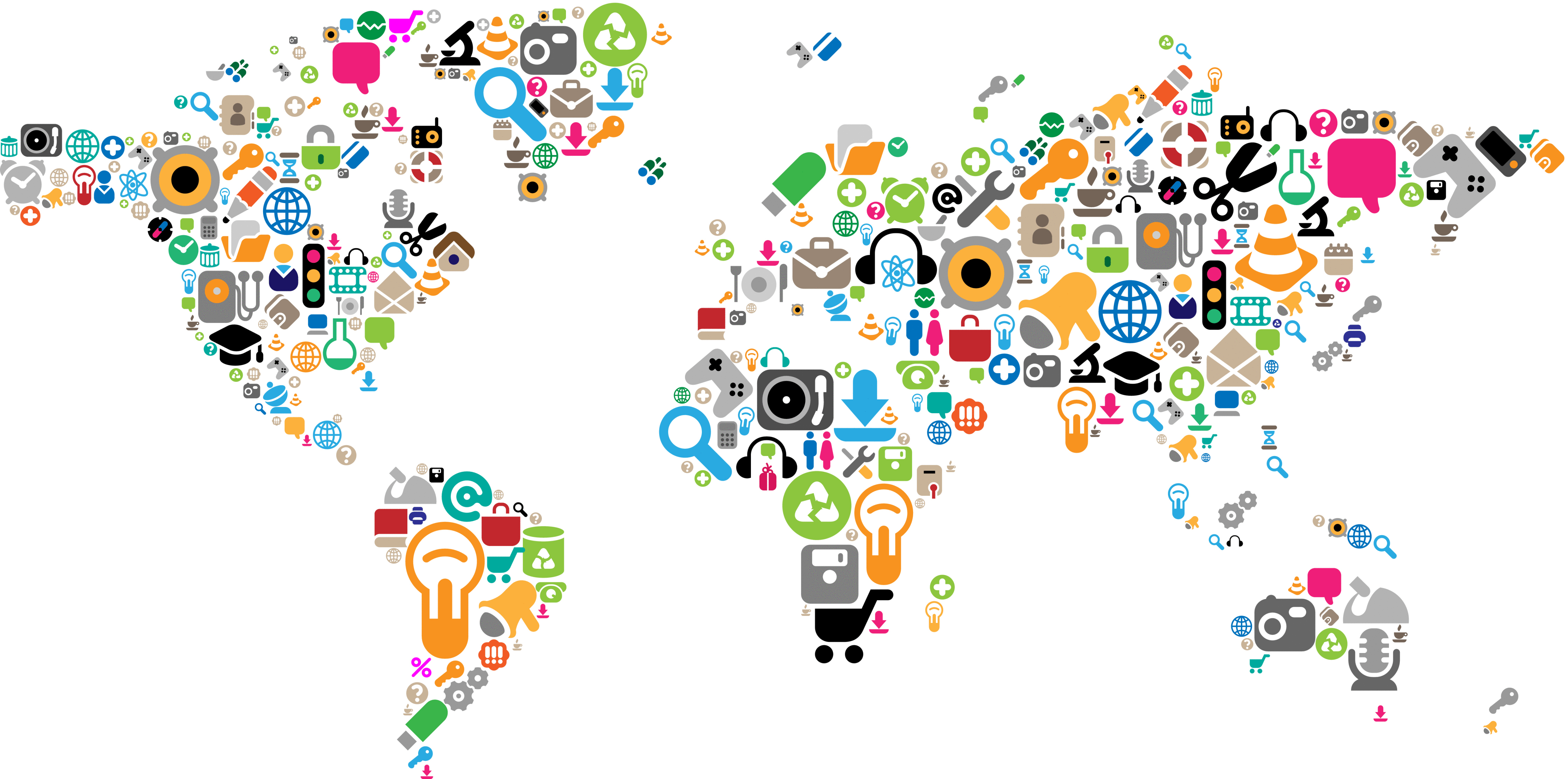 World map made of icons